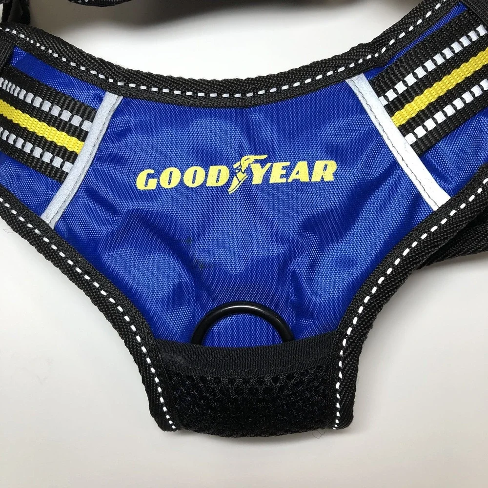Goodyear Dog Safety Harness Medium Blue Black Yellow Reflective Adjustable Vest